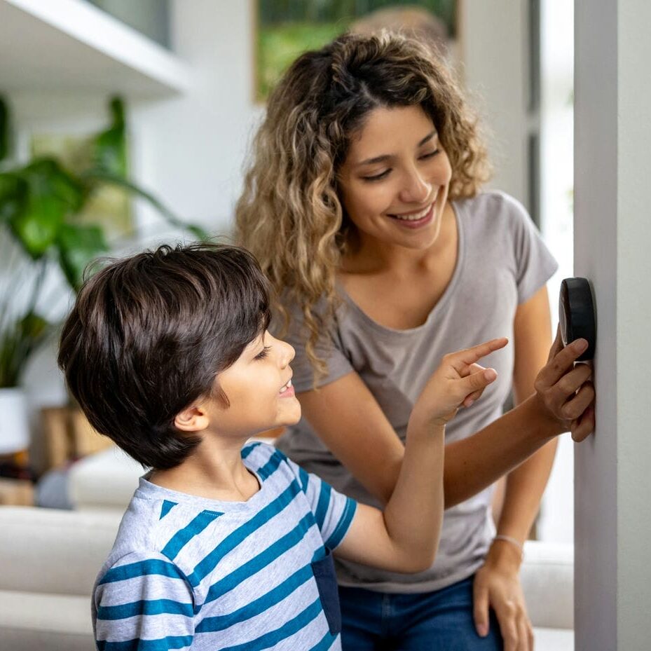 mother and son testing new hvac system in Toronto